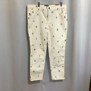 Talbots Pants Women’s Size 12 Slim Ankle 5 Pocket Corduroy Penguins Ivory